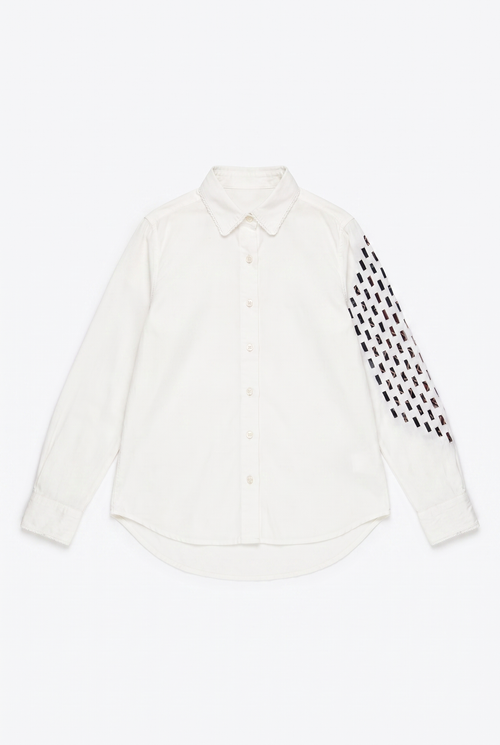 The Quiet Grid Shirt — front mockup, Moon Canvas